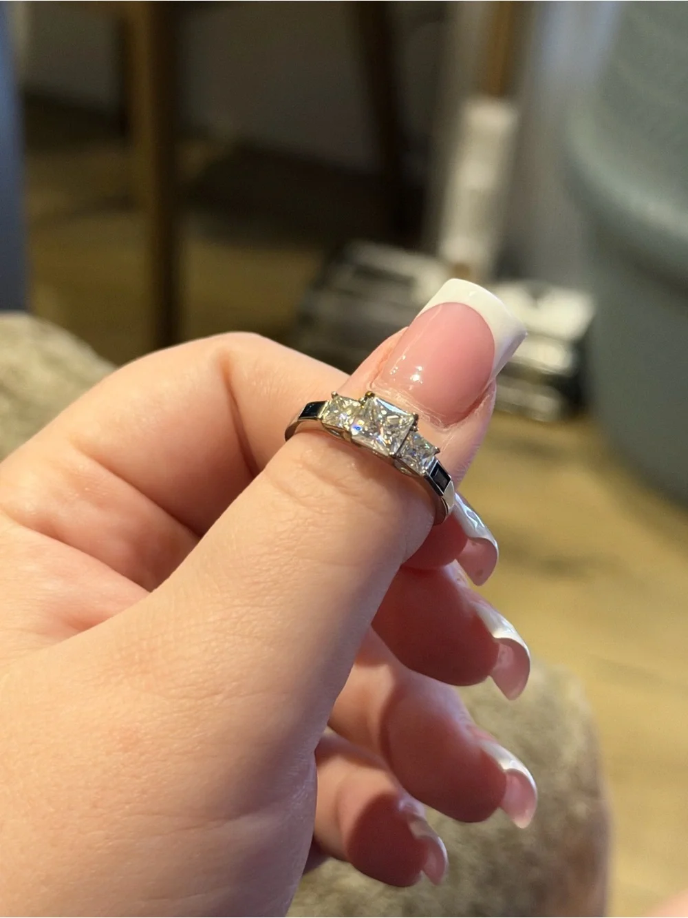 JTV Moissanite and Lab Created Sapphire Ring